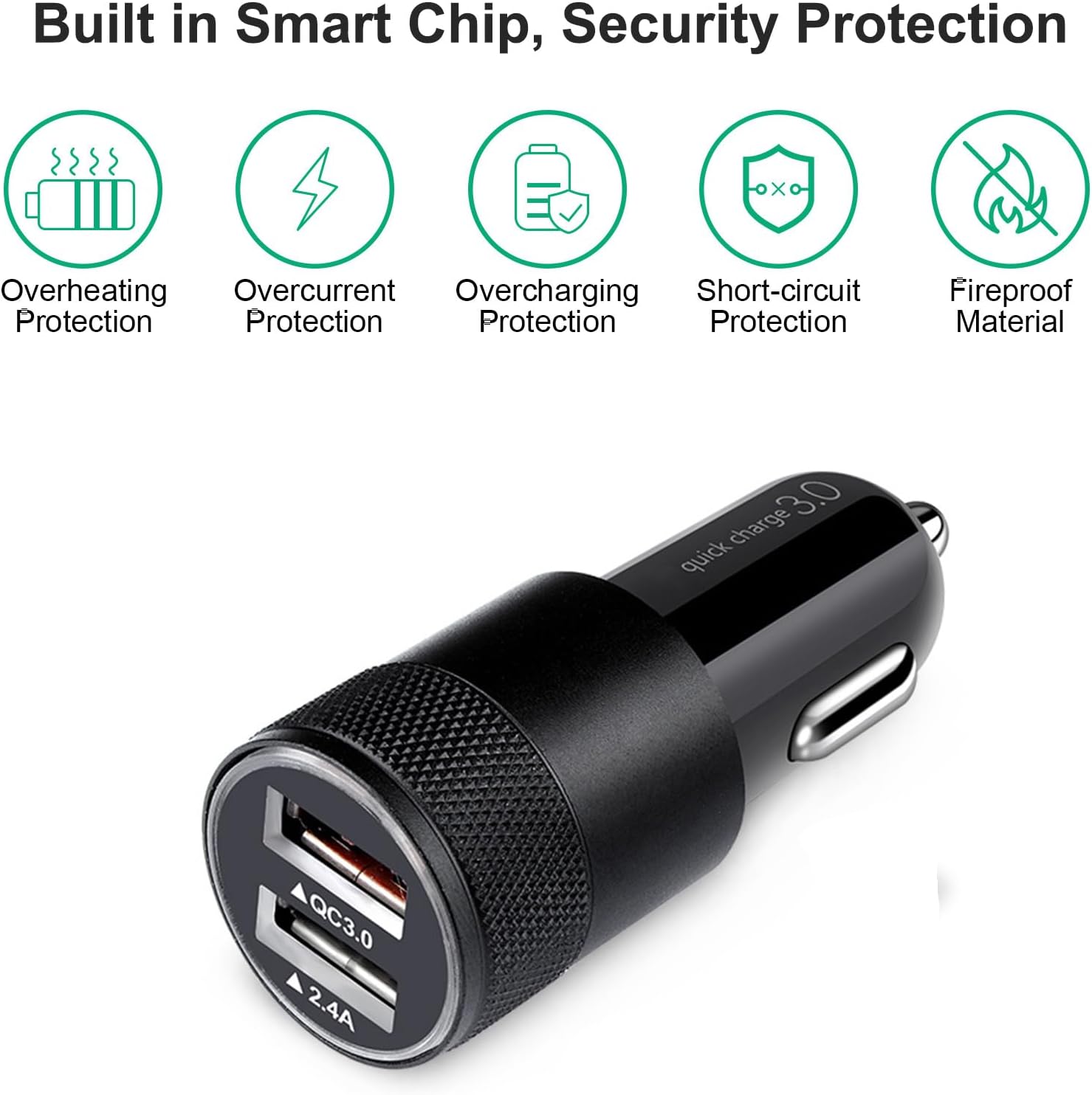 Fast Car Charger, Quick Charging 5.4A/30W Phone USB Adapter Rapid Plug 2 Port -  BigGreenBear.com cell phone 8.99 USD Big Green Bear