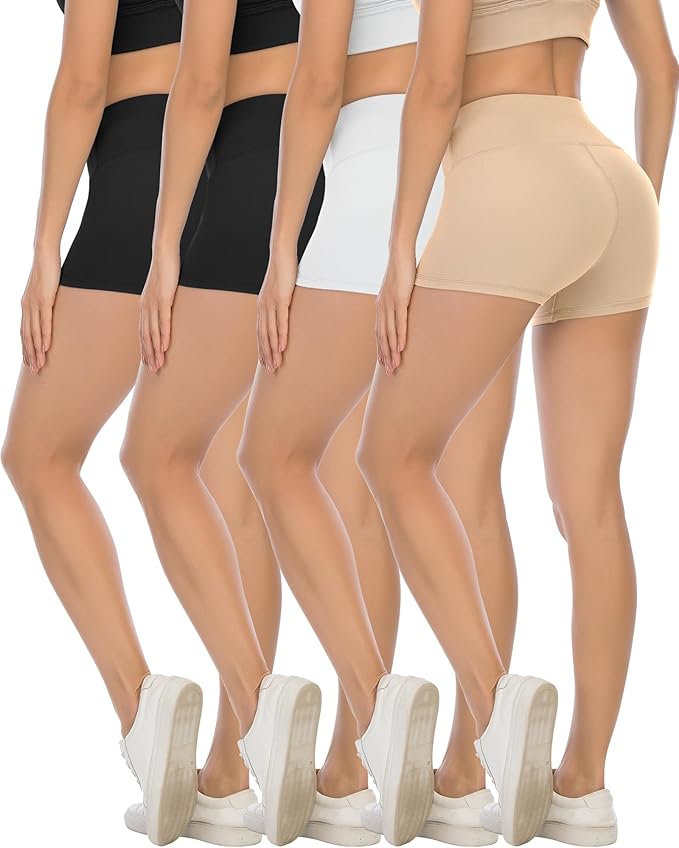 High Waisted Spandex Biker Shorts, Workout Booty Soft Yoga Shorts - BigGreenBear.com clothing 29.33 USD Big Green Bear
