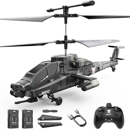 Apache RC Helicopter Military Remote Control Helicopter Toy with LED Lights, 2 Batteries & USB-C Charging -  BigGreenBear.com RC Airplane 58.33 USD Big Green Bear