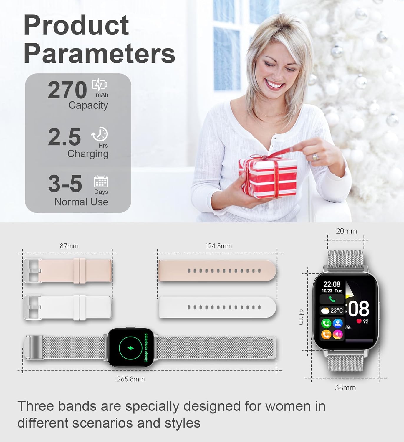 Smart Watch for Women, Answer/Make Call Smartwatch for iOS Android Phones - BigGreenBear.com SMART WATCH 59.23