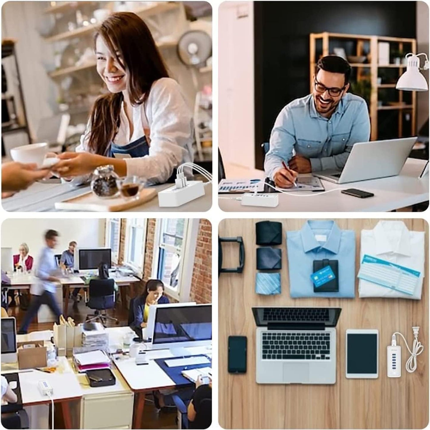 USB Fast Charger, 6-Port Portable Charging Station Compatible with iPhone, iPad, Samsung, Google, Xiaomi, Huawei - BigGreenBear.com cell phone 13.65 USD Big Green Bear