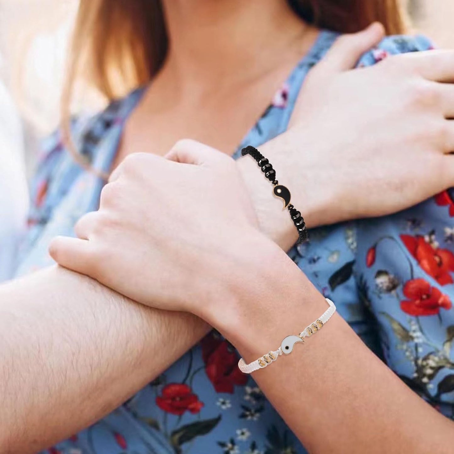 Yin Yang Couple Bracelets, 2 Matching Adjustable Cord Bracelets Long Distance Relationship - BigGreenBear.com jewelry 9.99 USD Big Green Bear