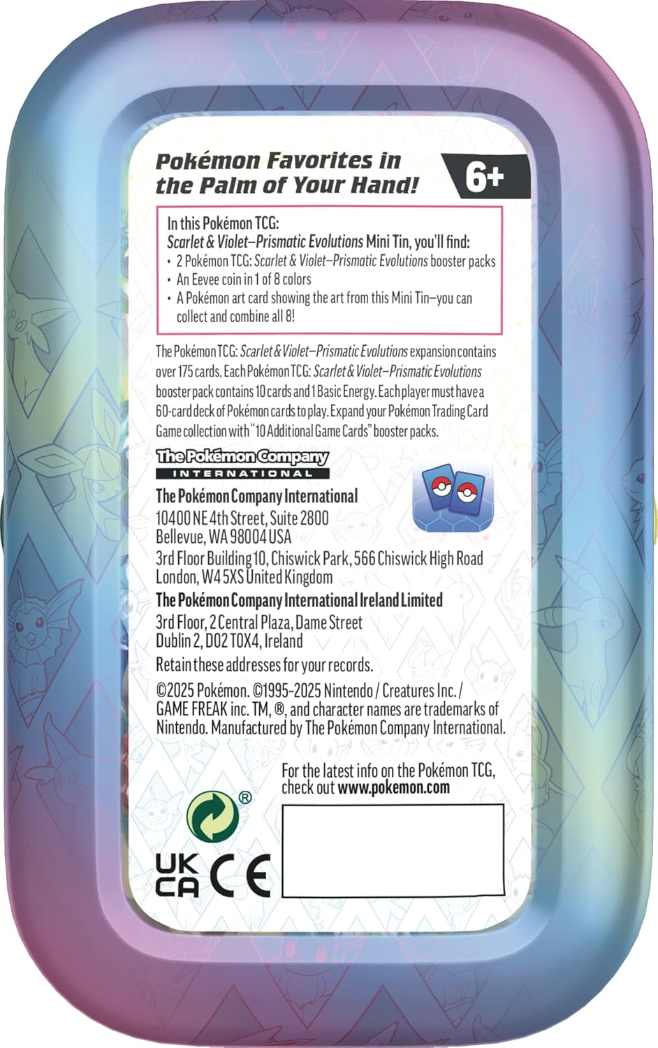 Pokémon TCG: Scarlet & Violet—Prismatic Evolutions Mini Tin – Flareon (2 Booster Packs & 1 Coin) - BigGreenBear.com Pokemon card 34.50 USD Big Green Bear