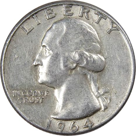 1964 Washington Quarter AG About Good 90% Silver 25c US Coin