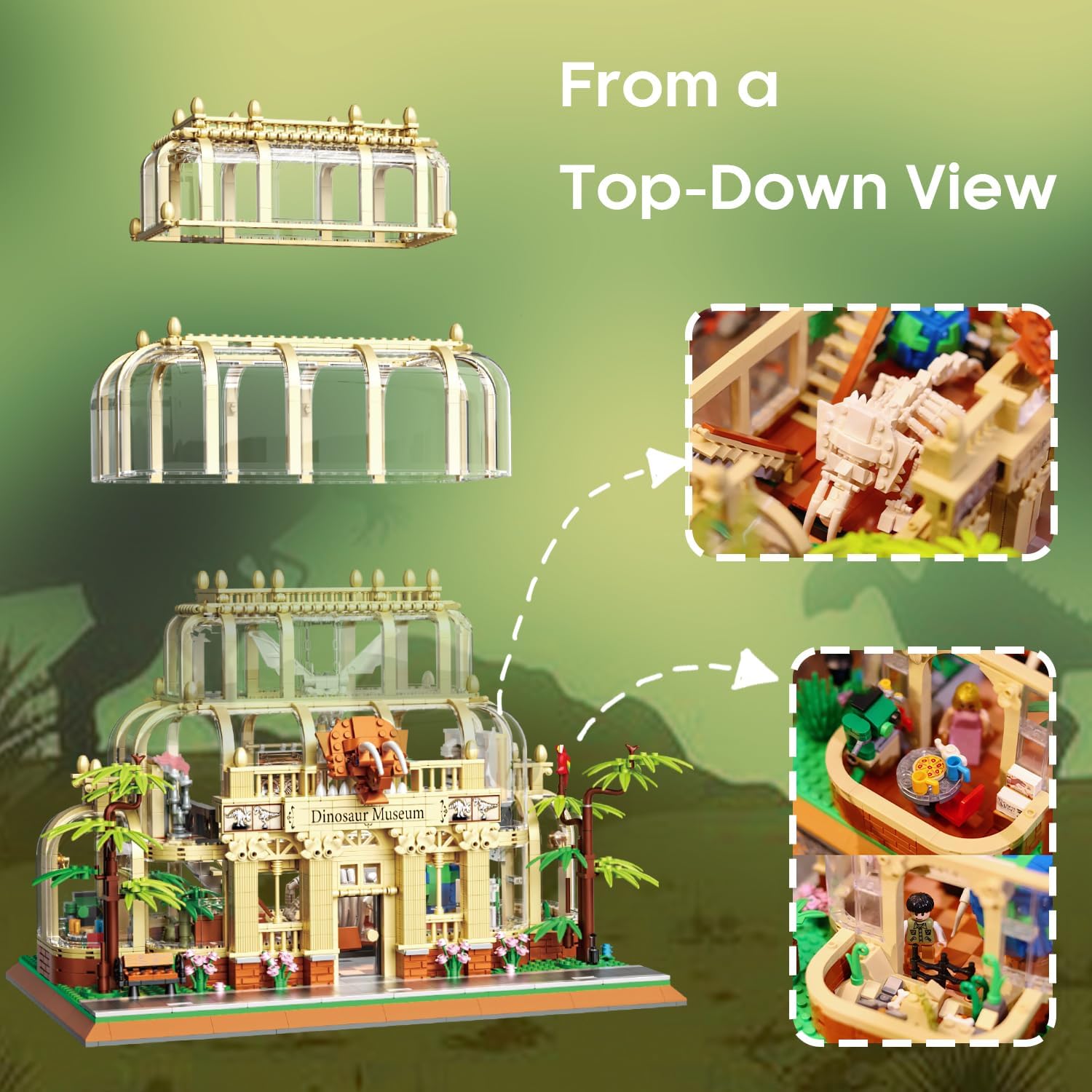 Dinosaur Museum Toy with Led Light, Jurassic World Dino Fossils Building Block Kit -  BigGreenBear.com Building Toys 59.89 USD Big Green Bear