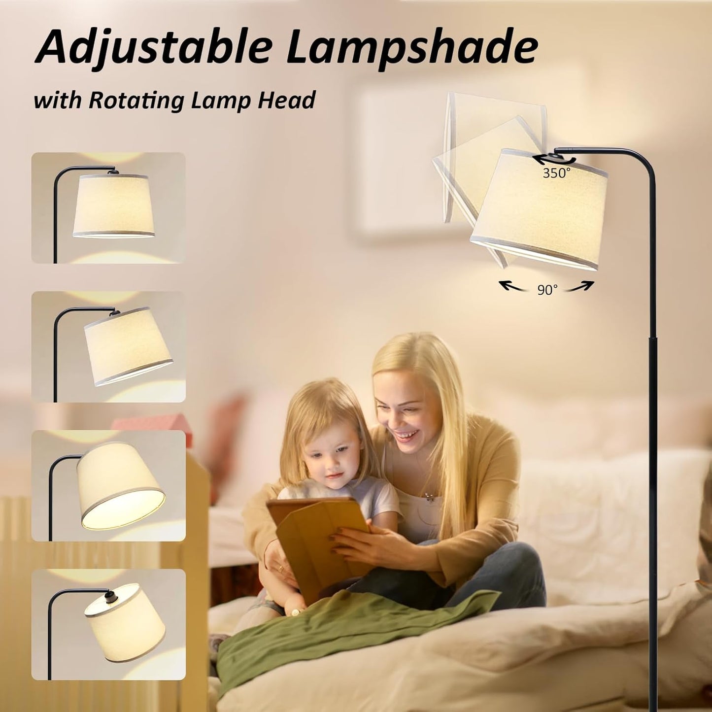 Floor Lamp for Living Room with 3 Color Temperatures, Foot Switch