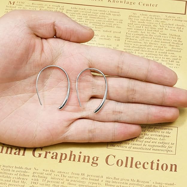 Handmade Pull Through Earrings 925 Sterling Silver Hypoallergenic Hoop - BigGreenBear.com jewelry 19.99 USD Big Green Bear