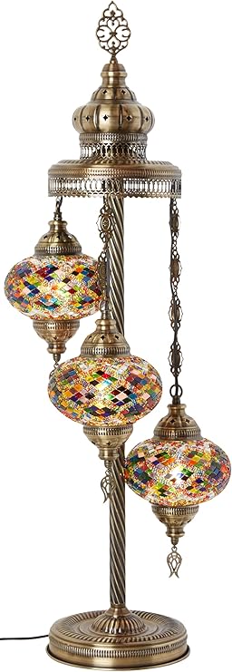 Hand Crafted 3 Big Globes Turkish Moroccan Mosaic Floor & Table Lamp -  BigGreenBear.com Lighting 119.00 USD Big Green Bear