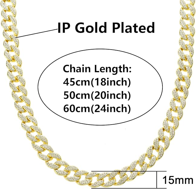 NEW! Cuban Link Chain and Bracelet Set for Men Iced Out Diamond Jewelry - BigGreenBear.com jewelry 29.99 USD Big Green Bear