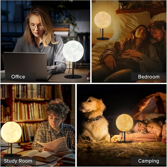 Moon Lamp Small Table Lamp Dimmable 30 Modes, Nightstand Desk Lamp