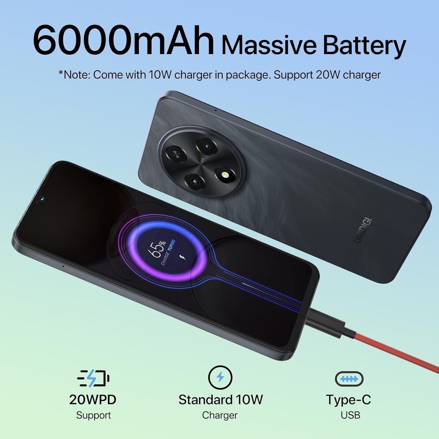 8+128GB UMIDIGI G100A Unlocked Phone, 6.9" HD+ 120Hz Display, Smartphone