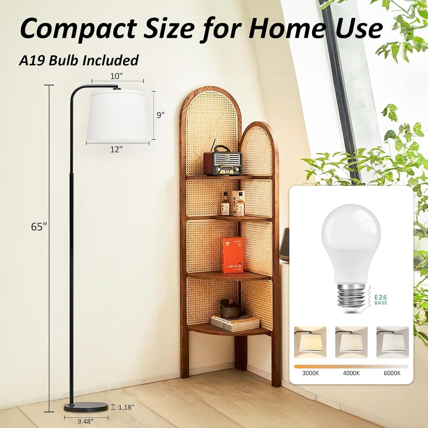 Floor Lamp for Living Room with 3 Color Temperatures, Foot Switch