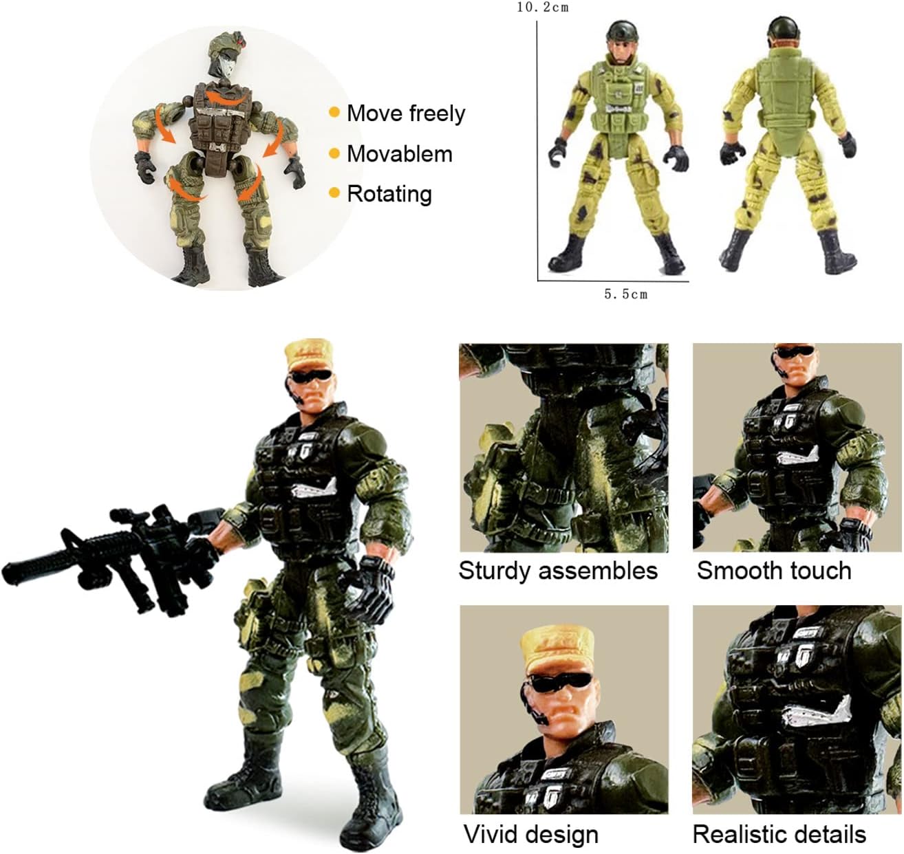 Army Men Soldiers Toys for Boys Age 4-7,Army Men Action Figures with Weapons - BigGreenBear.com Action Figure 16.55 USD Big Green Bear
