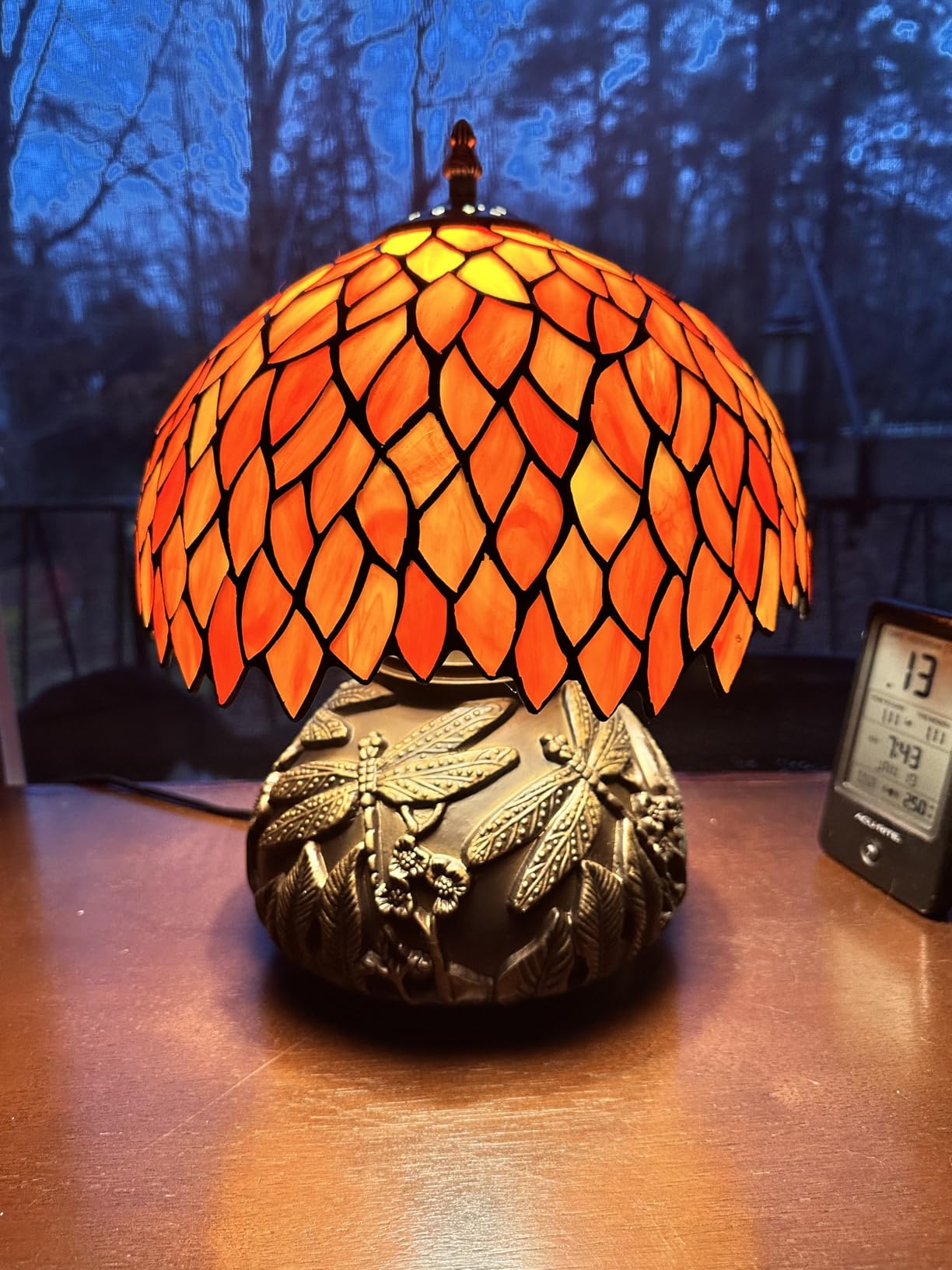 Handcrafted Tiffany Style Table Lamp Orange Wisteria, Small Stained Glass Lamp - BigGreenBear.com Lighting 169.99 USD Big Green Bear