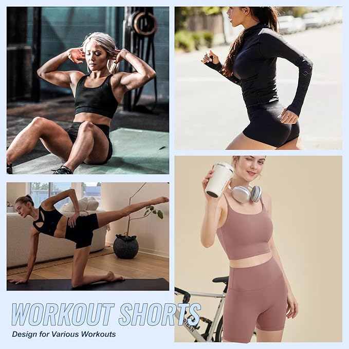 3 Pack High Waisted 5" Black Workout Yoga Compression Shorts