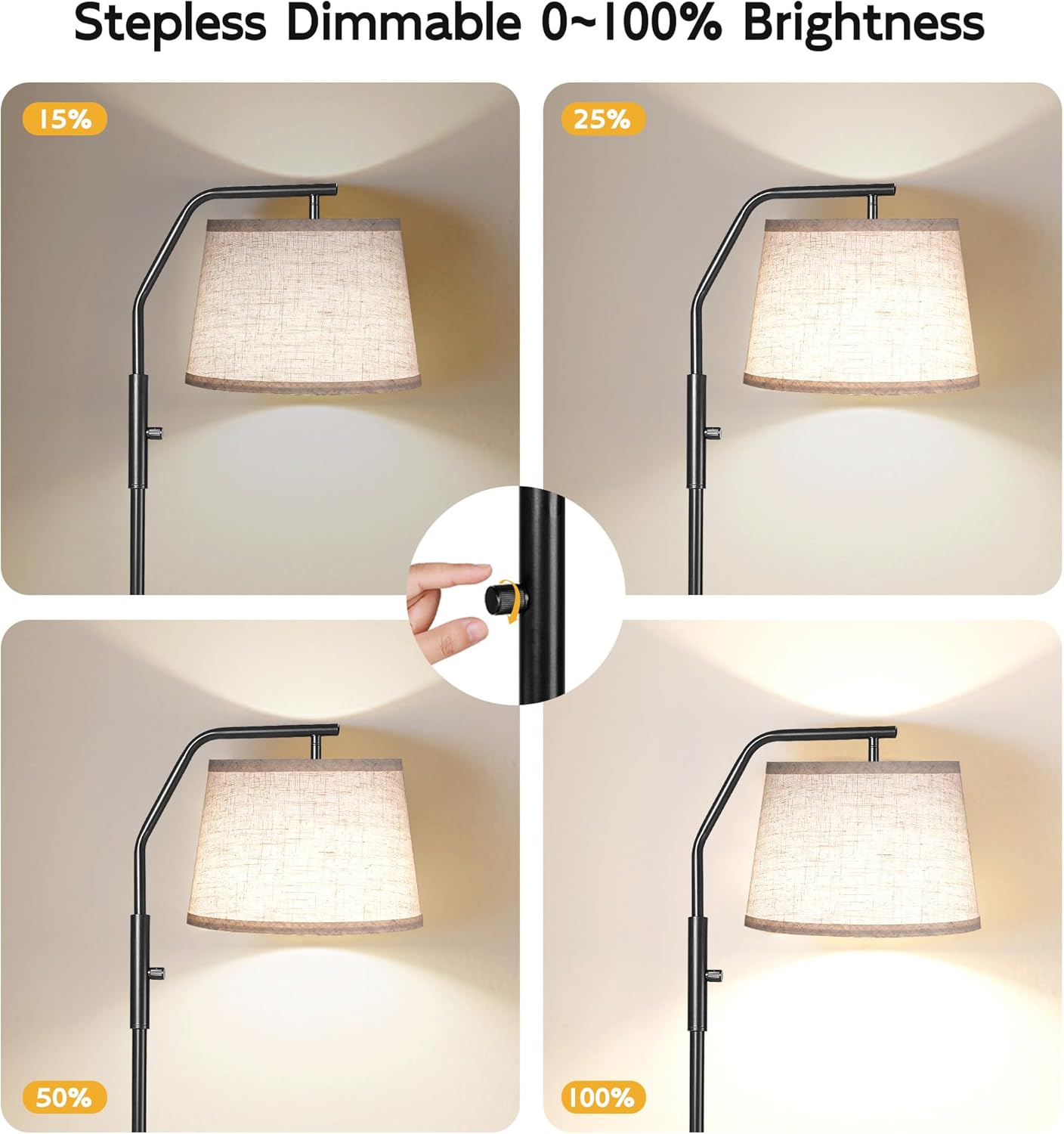 Floor Lamps with Adjustable Head, Modern Standing Lamp, 0-100% Dimmable -  BigGreenBear.com Lighting 59.22 USD Big Green Bear