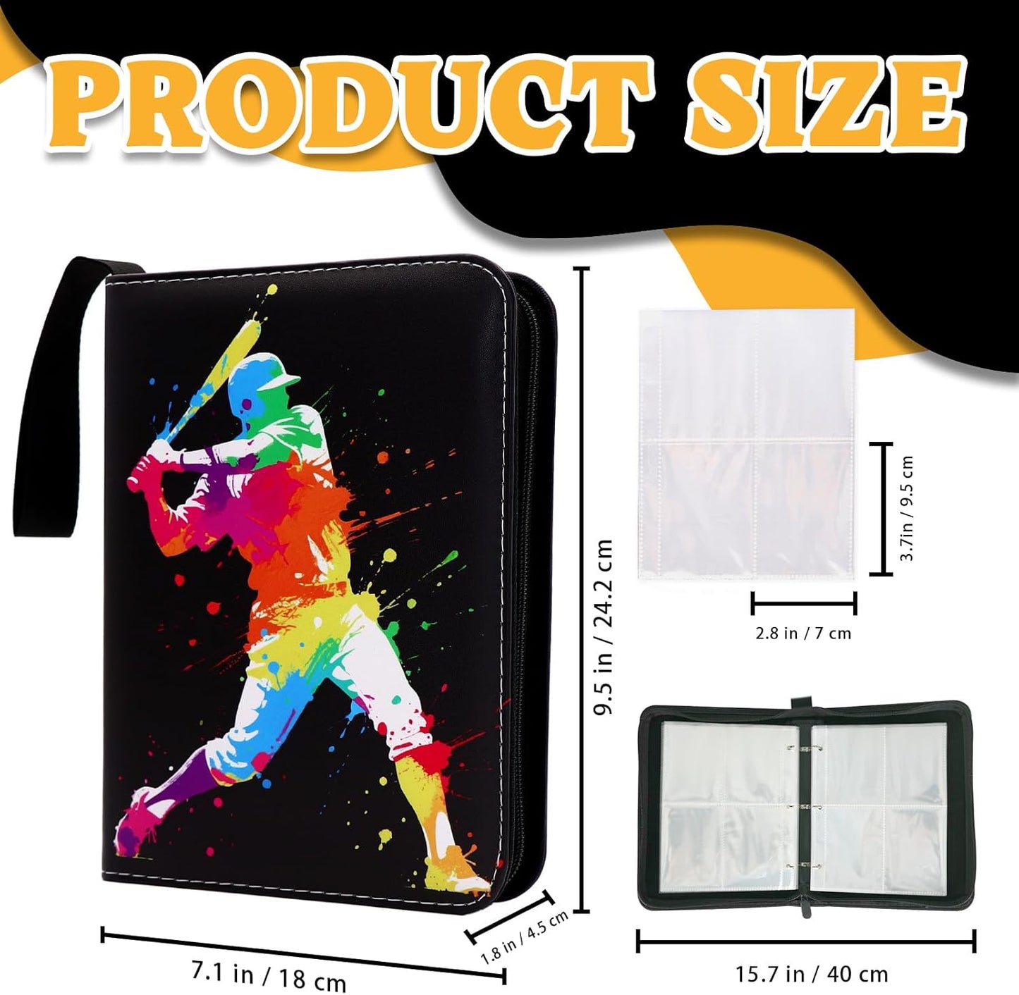 Baseball Card Binder 400 Pockets Sports Card Holder Album 3-Ring Binder with Sleeves