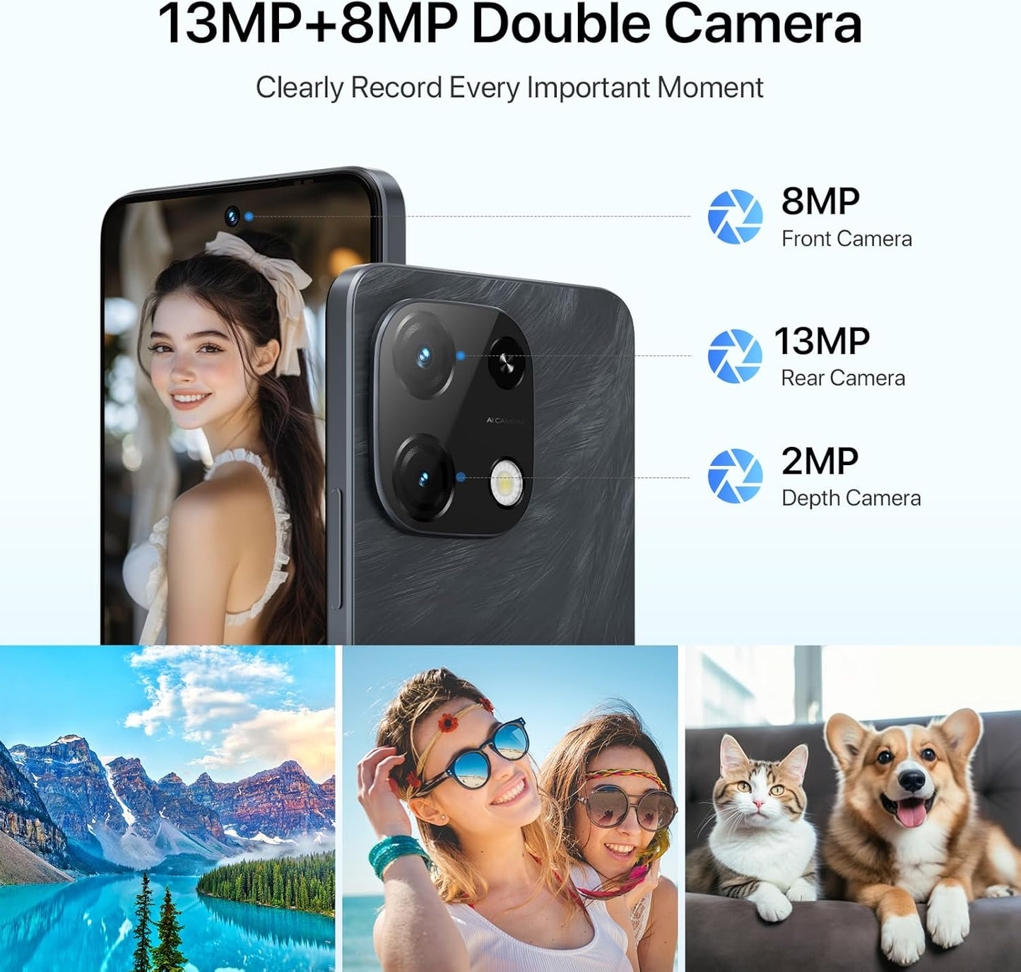 UMIDIGI Note 100A Cell Phone, 8(4+4)+256GB/1TB TF, 6.8" HD+ 120Hz Display Phones, Android 14 Unlocked Smartphone