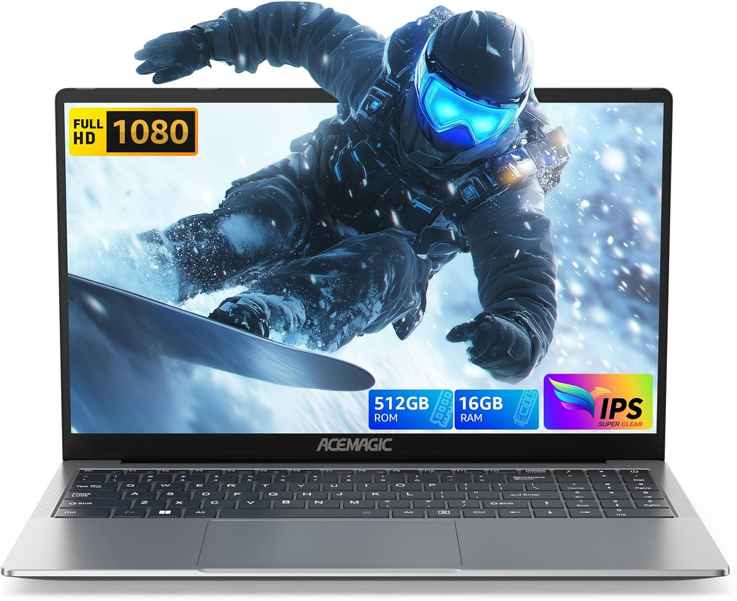 ACEMAGIC 15.6" Ultra Slim Laptop 16GB RAM 512GB SSD Intel N97 Notebook Gamer 1920*1080 Display Office Study Computer Windows 11