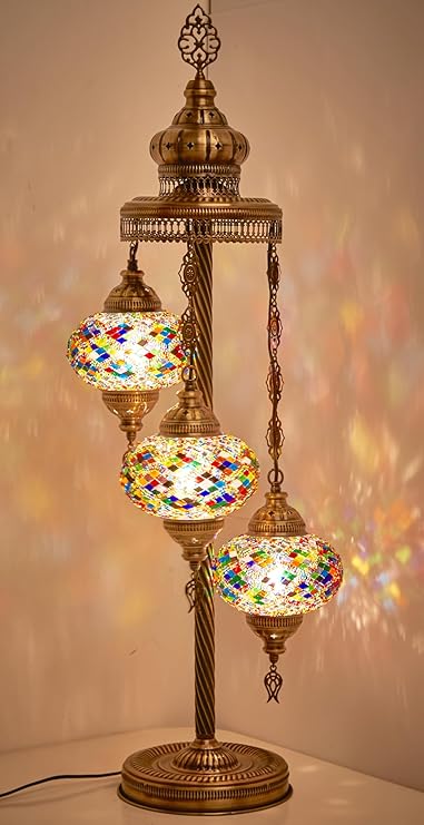 Hand Crafted 3 Big Globes Turkish Moroccan Mosaic Floor & Table Lamp -  BigGreenBear.com Lighting 119.00 USD Big Green Bear