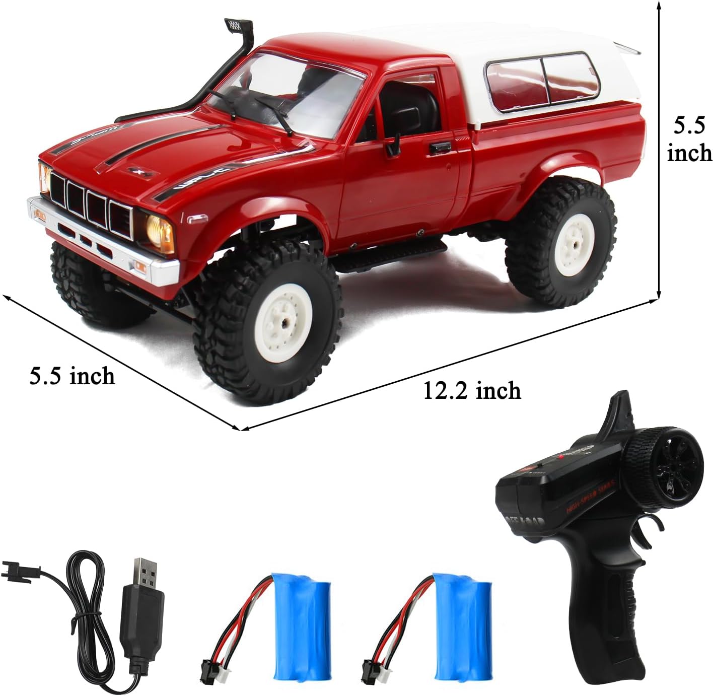 RC Crawler 1/16 Scale RC Rock Crawler, WPL C24 All Terrain 4x4 Off-Road Remote Control - BigGreenBear.com Remote Car 69.99 USD Big Green Bear