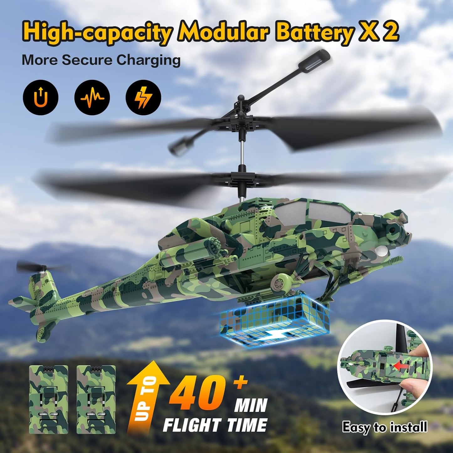 RC Helicopter, Remote Control Helicopter 40+ Min Flight Time