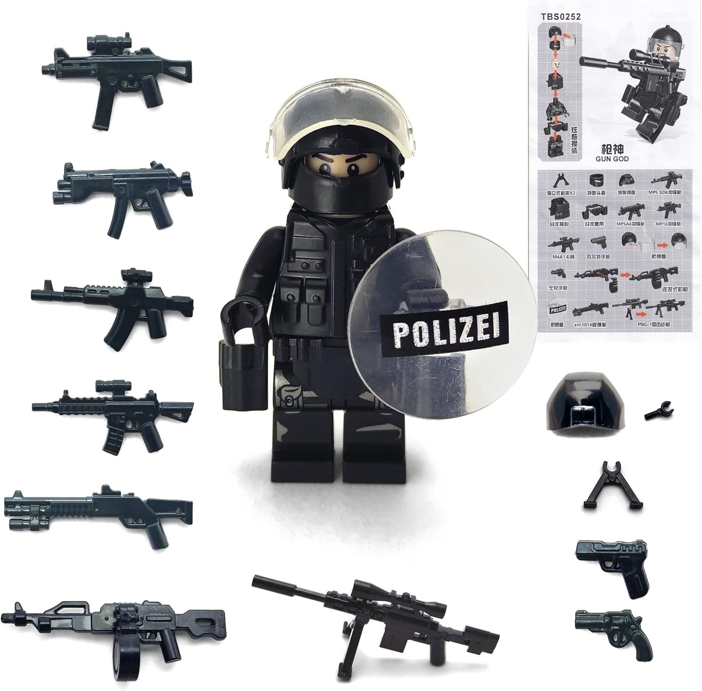 SWAT Military Police Building Block Kit Set of 6 PCS) with Dog, Modern Weapons, Accessories - BigGreenBear.com Building Toys 29.95 USD Big Green Bear