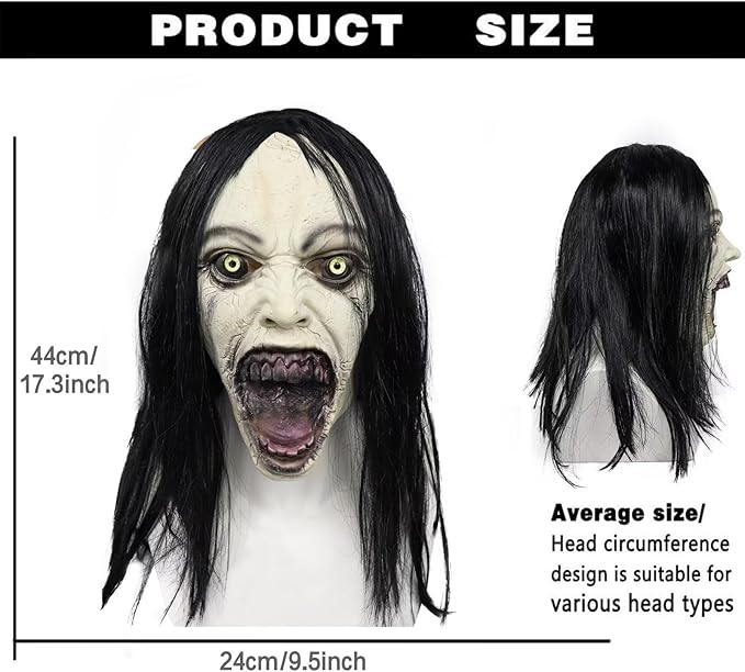 NEW! Horror Crying Woman Mask w/Wigs Scary Evil Creepy Full Head Latxe Mask - BigGreenBear.com HALLOWEEN 29.99 USD Big Green Bear