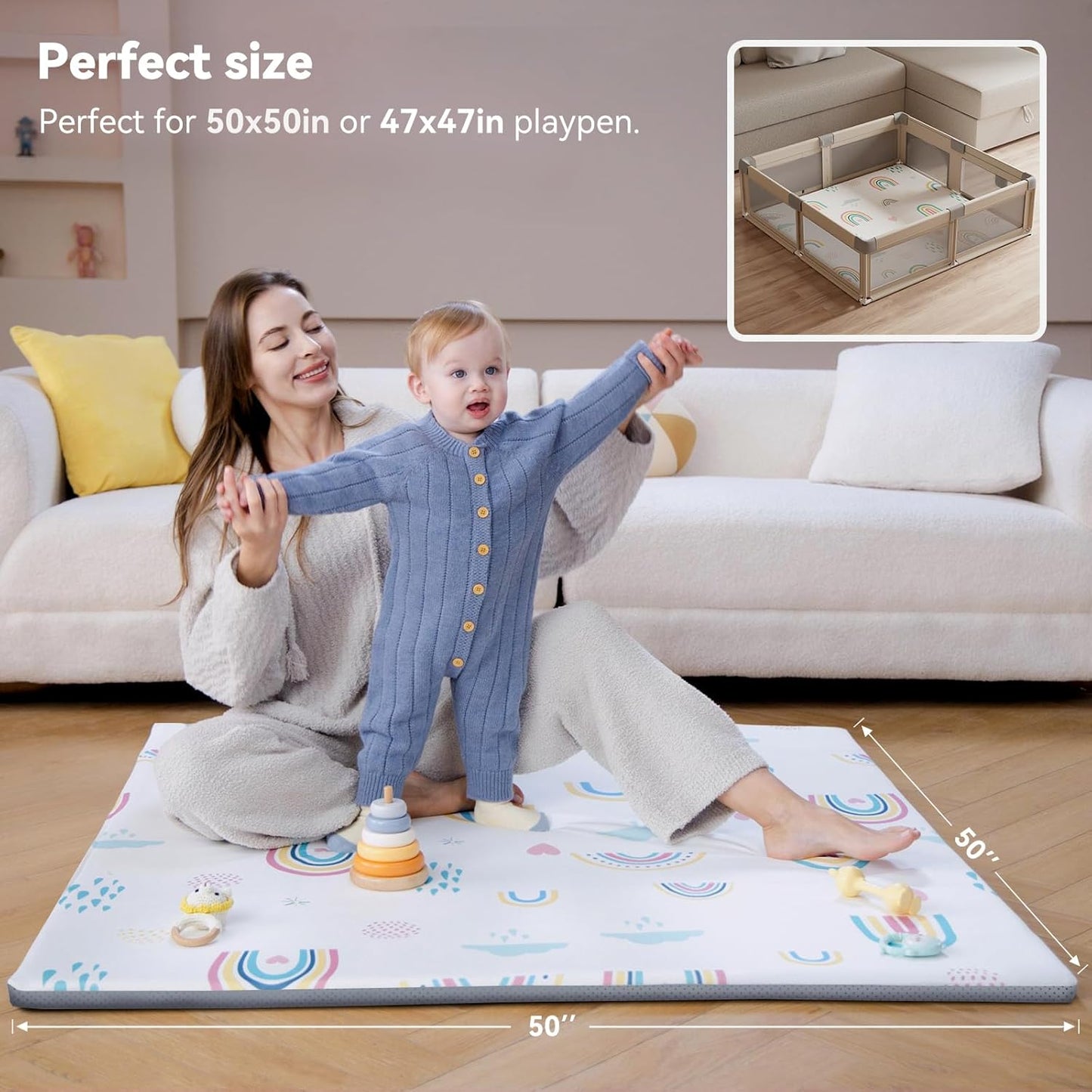 NEW! Adorable Playpen Mat, Thicken Soft Baby Crawling Mat for Toddlers Infants