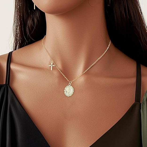 Virgin Mary Prayer Necklace Our Lady of Guadalupe Amulet Pendant for Women