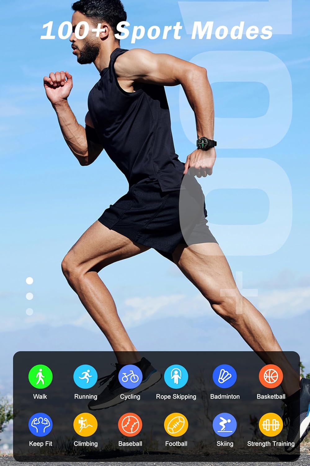Men's Smart Watch with Earbuds, TWS Wireless Earphones for Android iOS Phones - BigGreenBear.com SMART WATCH 49.23 USD Big Green Bear