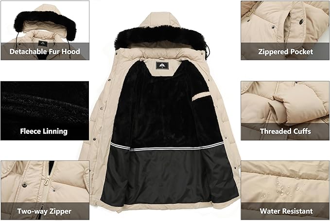 Women's Winter Coat Long Waterproof Parka - Warm Snow Jacket - BigGreenBear.com clothing 59.00 USD Big Green Bear