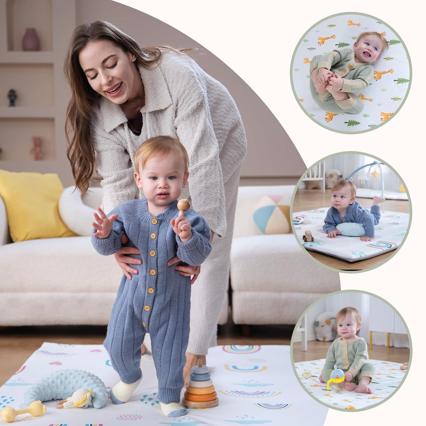 NEW! Adorable Playpen Mat, Thicken Soft Baby Crawling Mat for Toddlers Infants