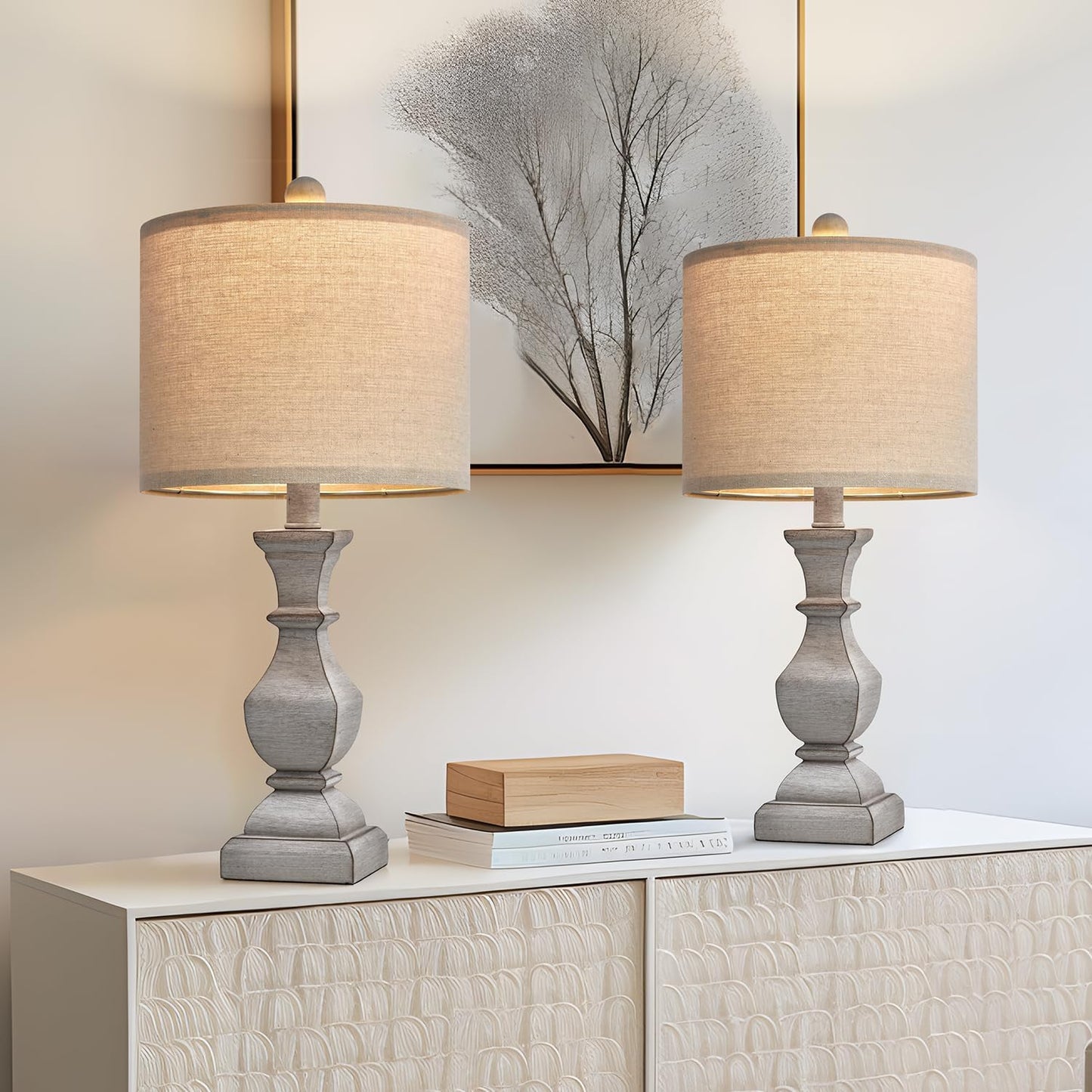 Set of 2, Vintage Bedside Lamps for Bedroom, Farmhouse Lamp 20.5" High - BigGreenBear.com Lighting 69.99 USD Big Green Bear