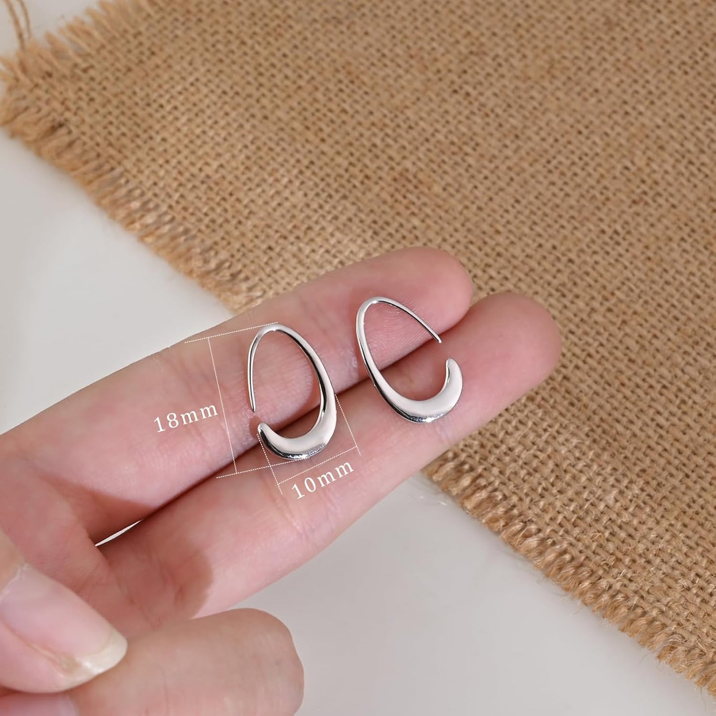 Tiny Pull Through Earrings Small Teardrop Hoop Earrings 925 Sterling Silver - BigGreenBear.com jewelry 19.89 USD Big Green Bear