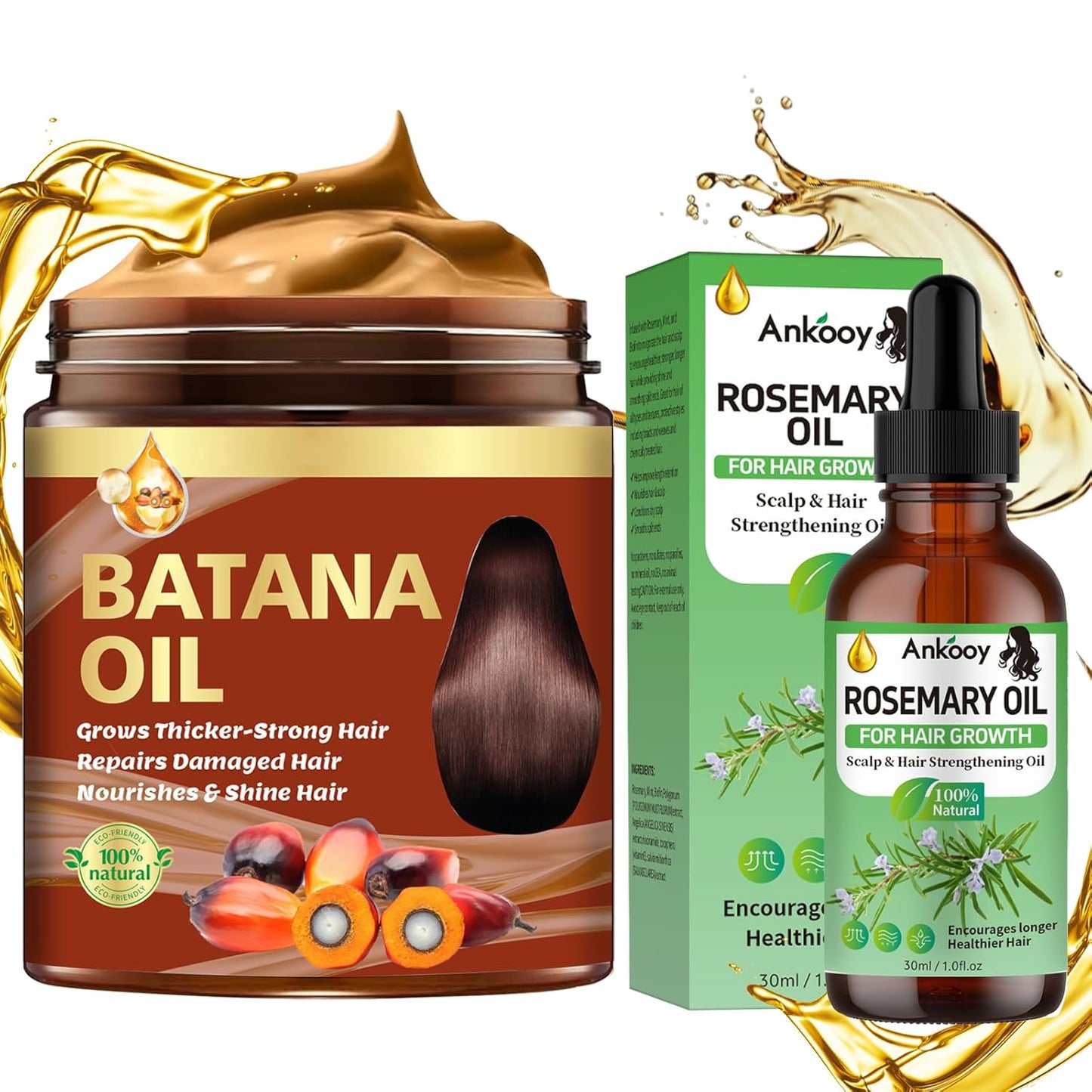 Batana Oil for Hair Growth & Rosemary Oil for Hair Growth Hair Loss Treatment - BigGreenBear.com Beauty Products 14.95 USD Big Green Bear