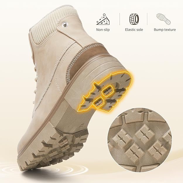 Womens Snow Boots Waterproof Fur Winter Boots Khaki - BigGreenBear.com boots 49.99 USD Big Green Bear