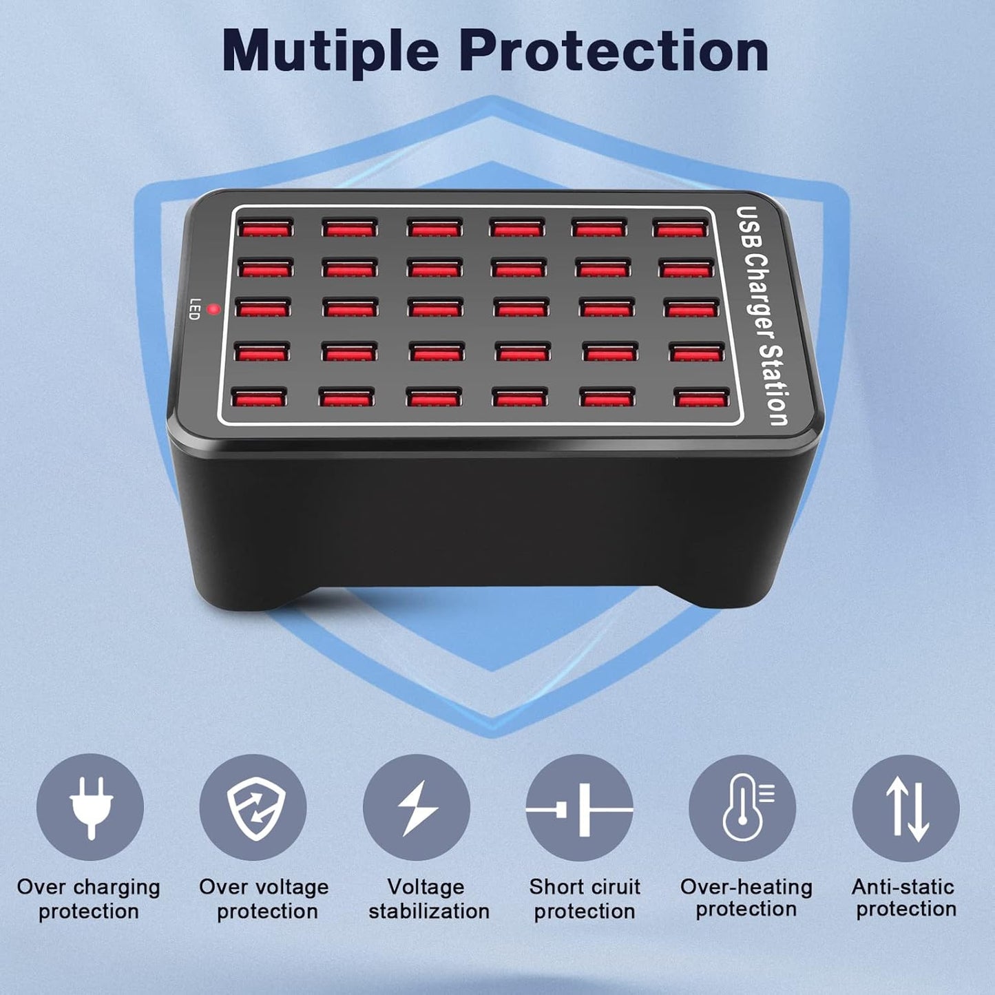 USB Charger, Cinlinso 30 Port 150W(30A) USB Charging Station Multi Port USB Hub Charger