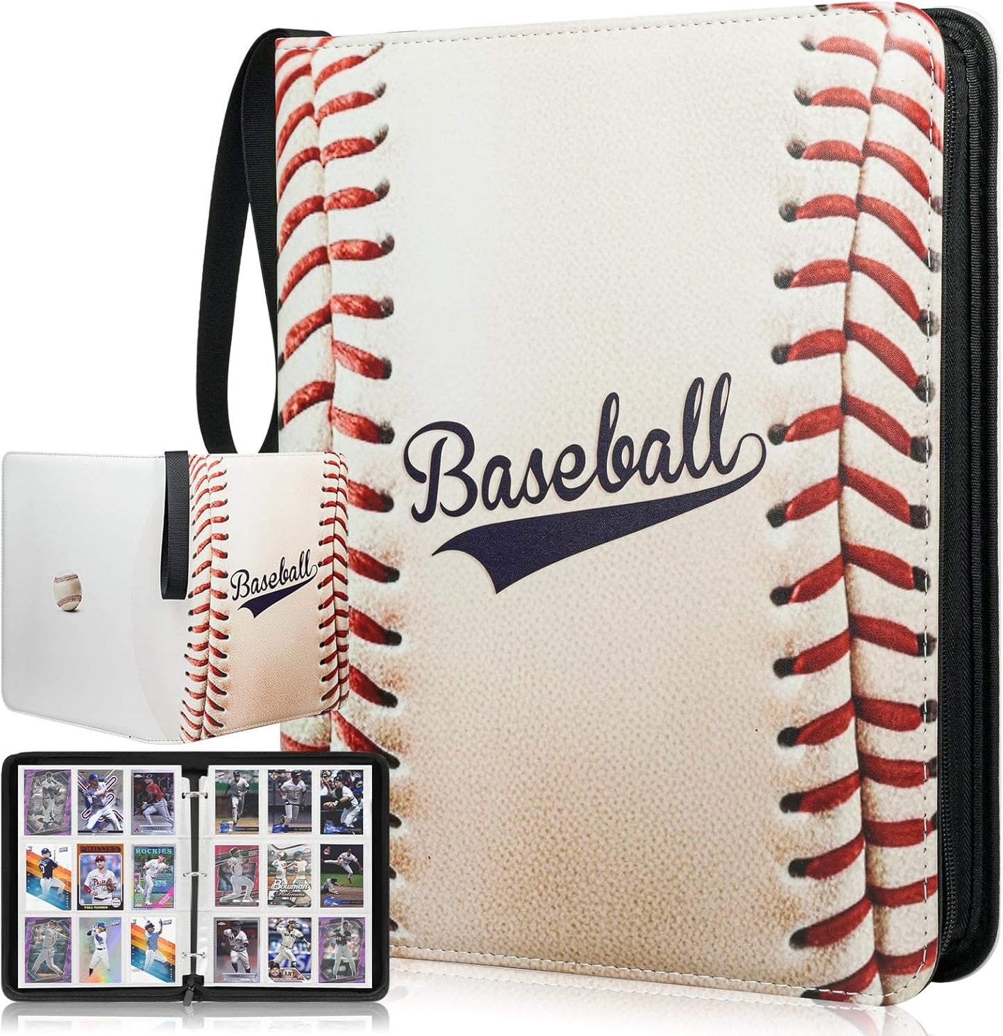 1080 Pockets Baseball Card Binder 9 Pocket, Trading Card Binder w/60 Removable Sleeves