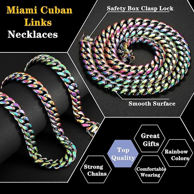 Miami Cuban Thick Link Chain for Men Stainless Steel Curb Necklace 22" - BigGreenBear.com jewelry 49.99 USD Big Green Bear