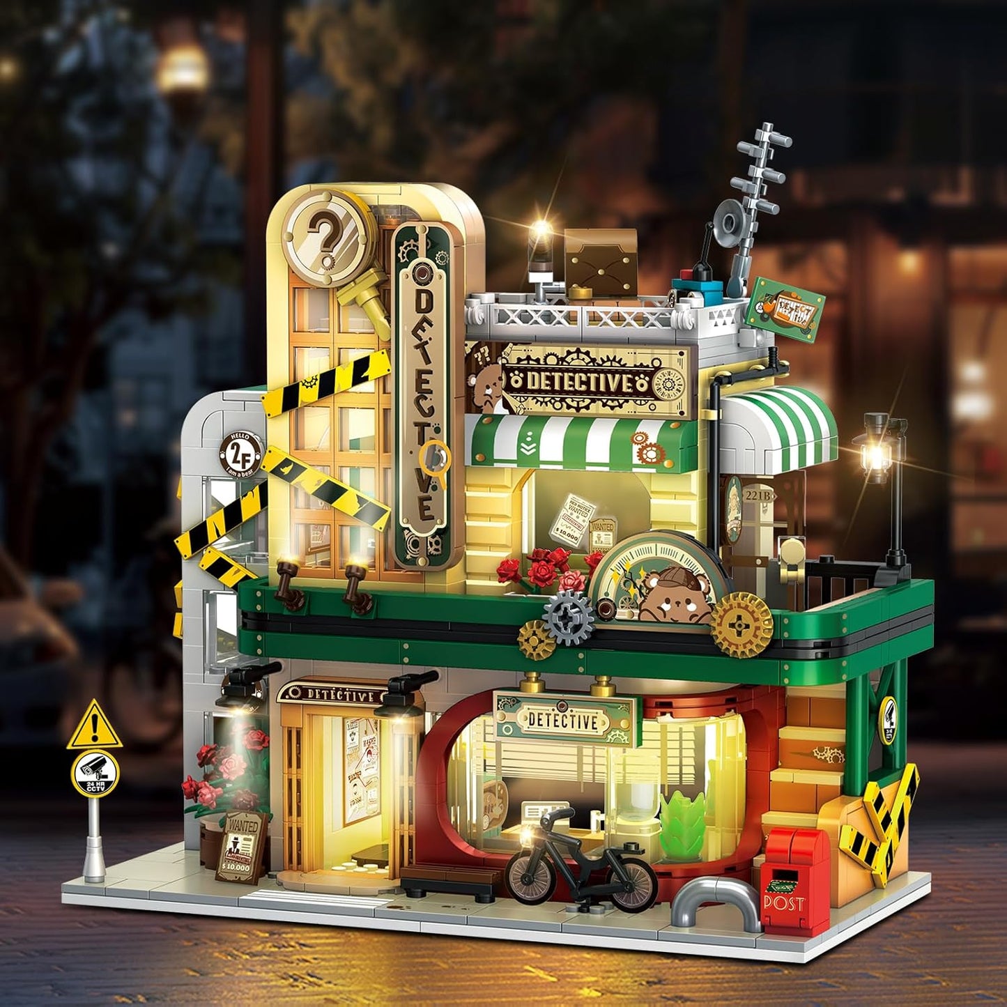 Detective Agency Building Set with LED Light, 1231PCS - BigGreenBear.com Building Toys 59.89 USD Big Green Bear