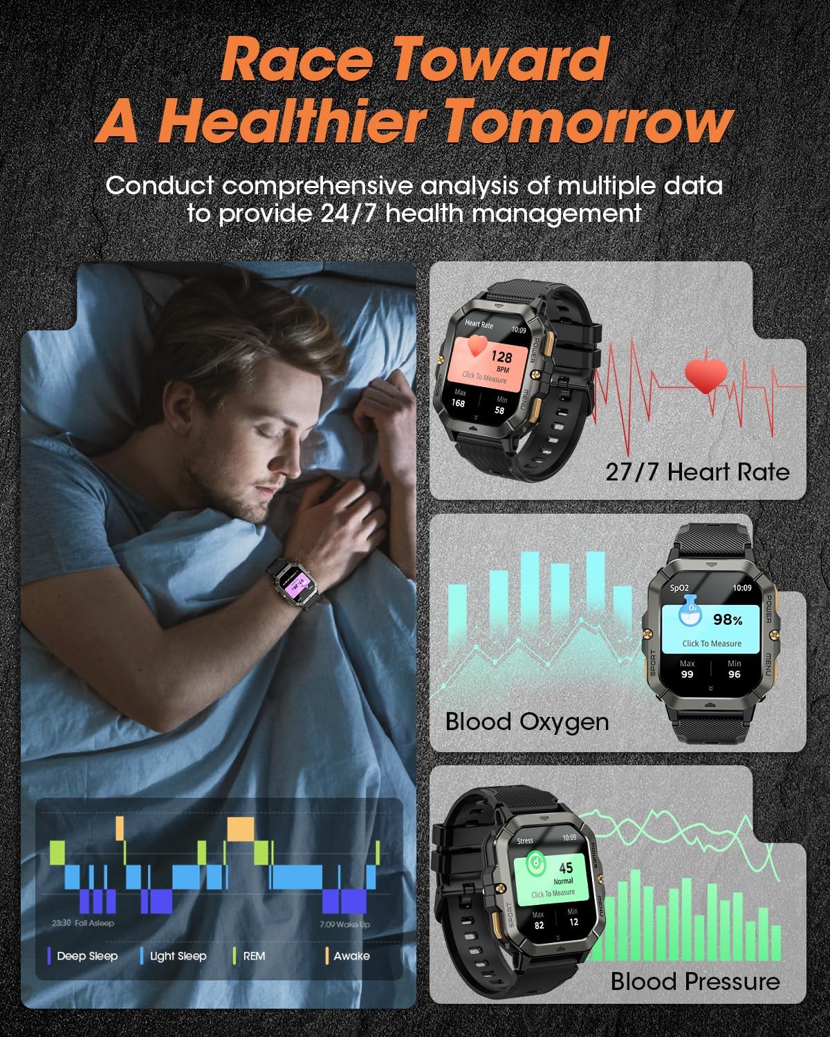 Military Smart Watches for Men (Answer/Make Call) for Android and iPhone - BigGreenBear.com SMART WATCH 44.02 USD Big Green Bear