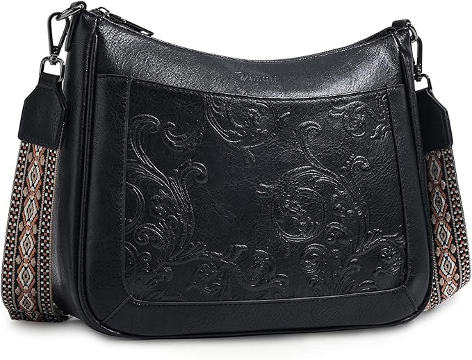 Crossbody Bags for Women, Vegan Leather Embossed Flower - BigGreenBear.com HANDBAGS 34.00 USD Big Green Bear