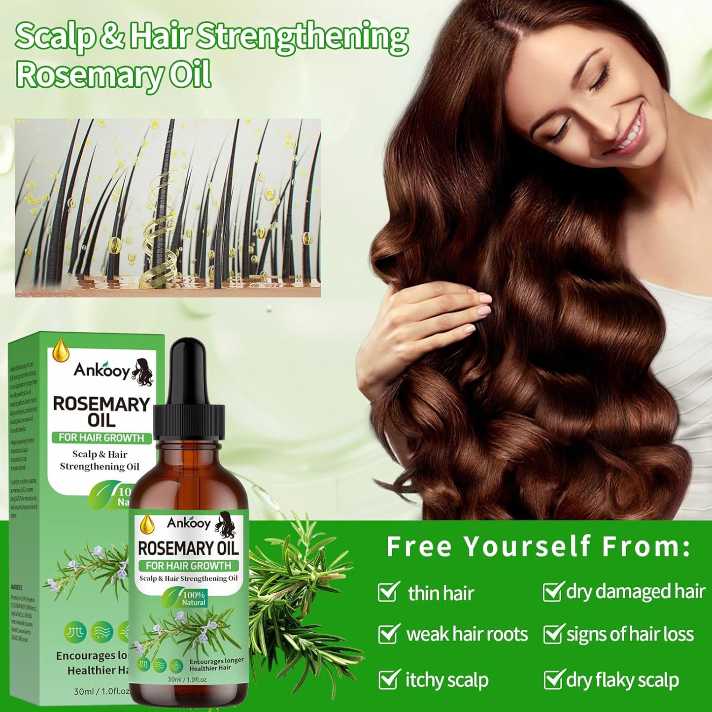 3 Pack Rosemary Oil, Hair Strengthening Care Promotes Hair Thickness for Men Women - BigGreenBear.com Beauty Products 15.25 USD Big Green Bear