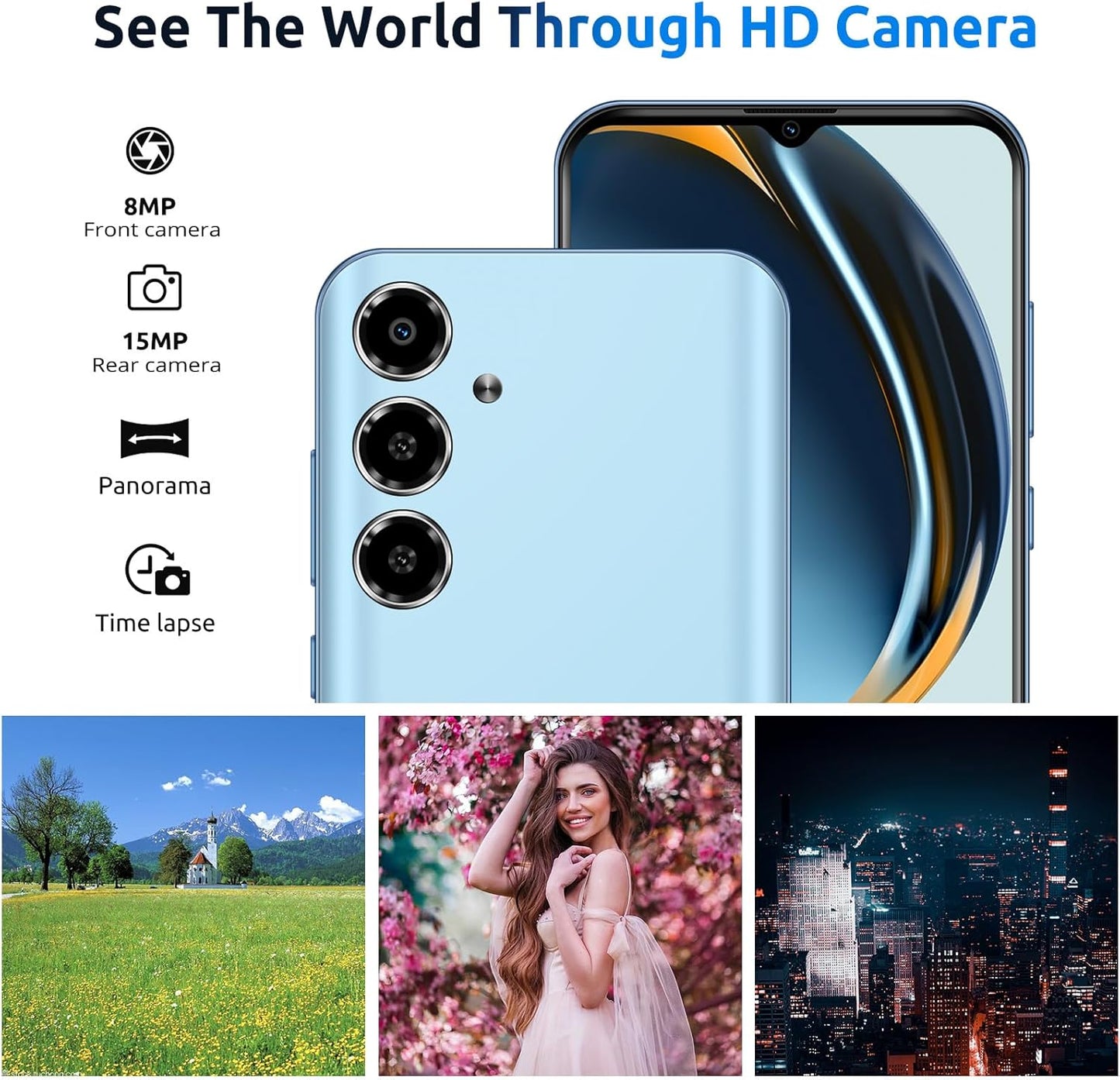 Xgody Unlocked Cell Phones V50, 4GB+64GB ROM, 6.52'' HD Incell Screen Smartphone