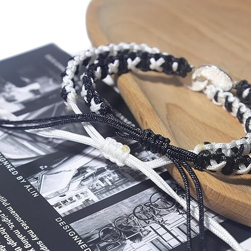 Matching Yin Yang Friendship Bracelets for 2 – Adjustable Cord BFF Bracelets - BigGreenBear.com jewelry 15.55 USD Big Green Bear