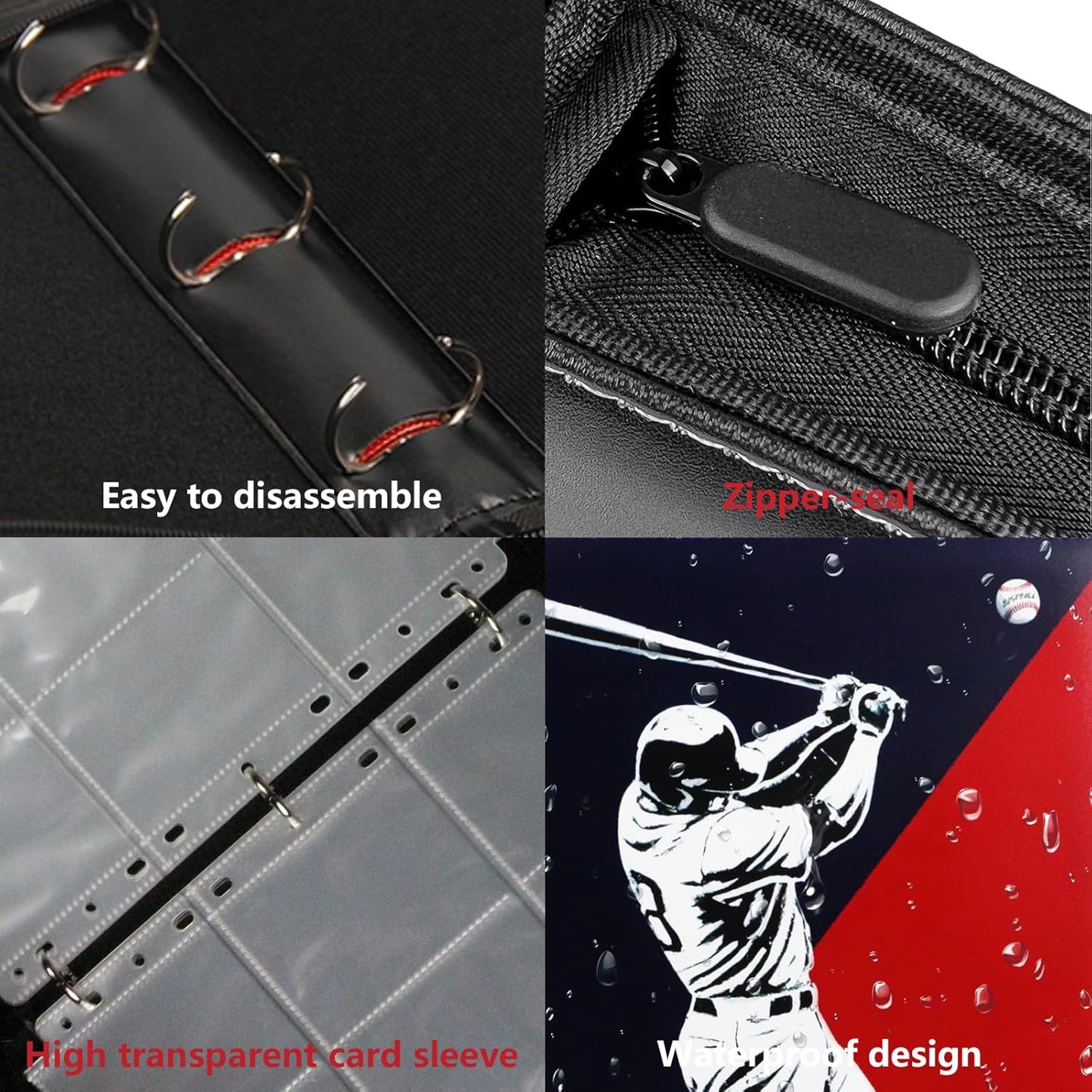 Baseball Card Binder, Sports Trading Card with Sleeves Holder Album, 400 Pockets