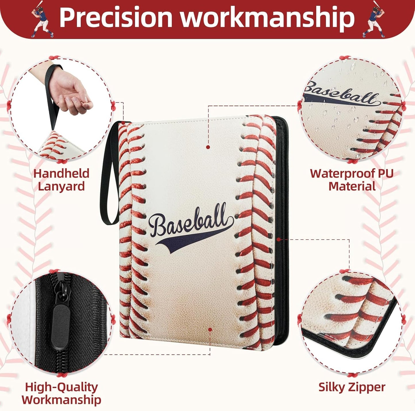 1080 Pockets Baseball Card Binder 9 Pocket, Trading Card Binder w/60 Removable Sleeves