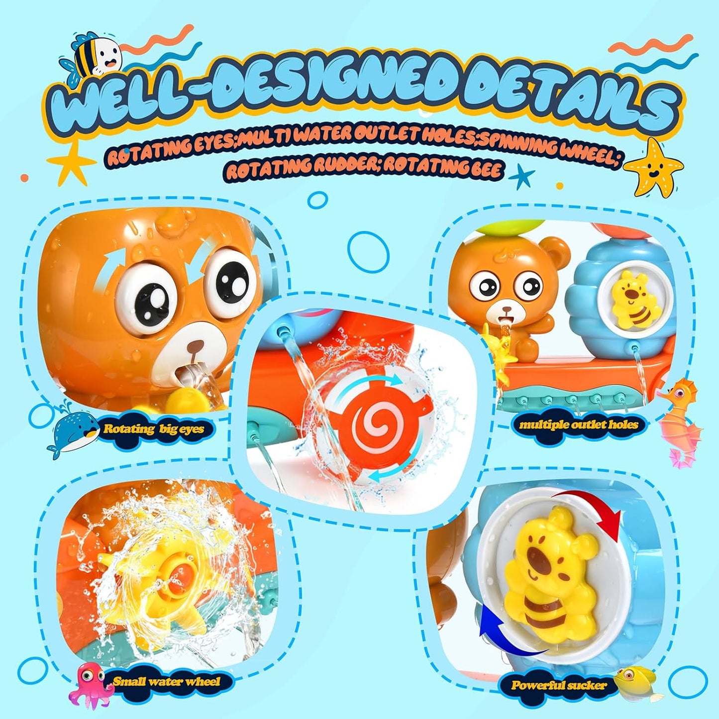 Baby Bath Toys for Kids Ages 1-3 Toddler Bathtub Toys