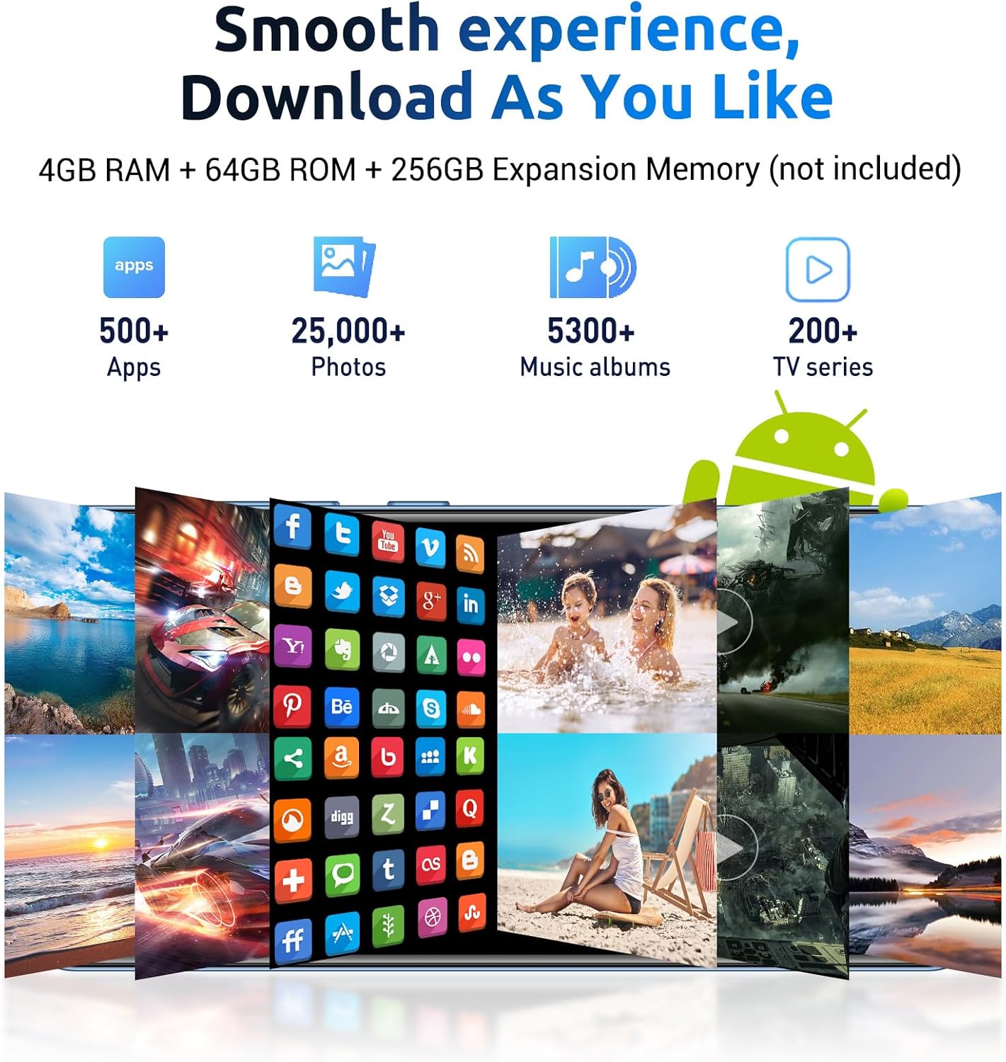 Xgody Unlocked Cell Phones V50, 4GB+64GB ROM, 6.52'' HD Incell Screen Smartphone